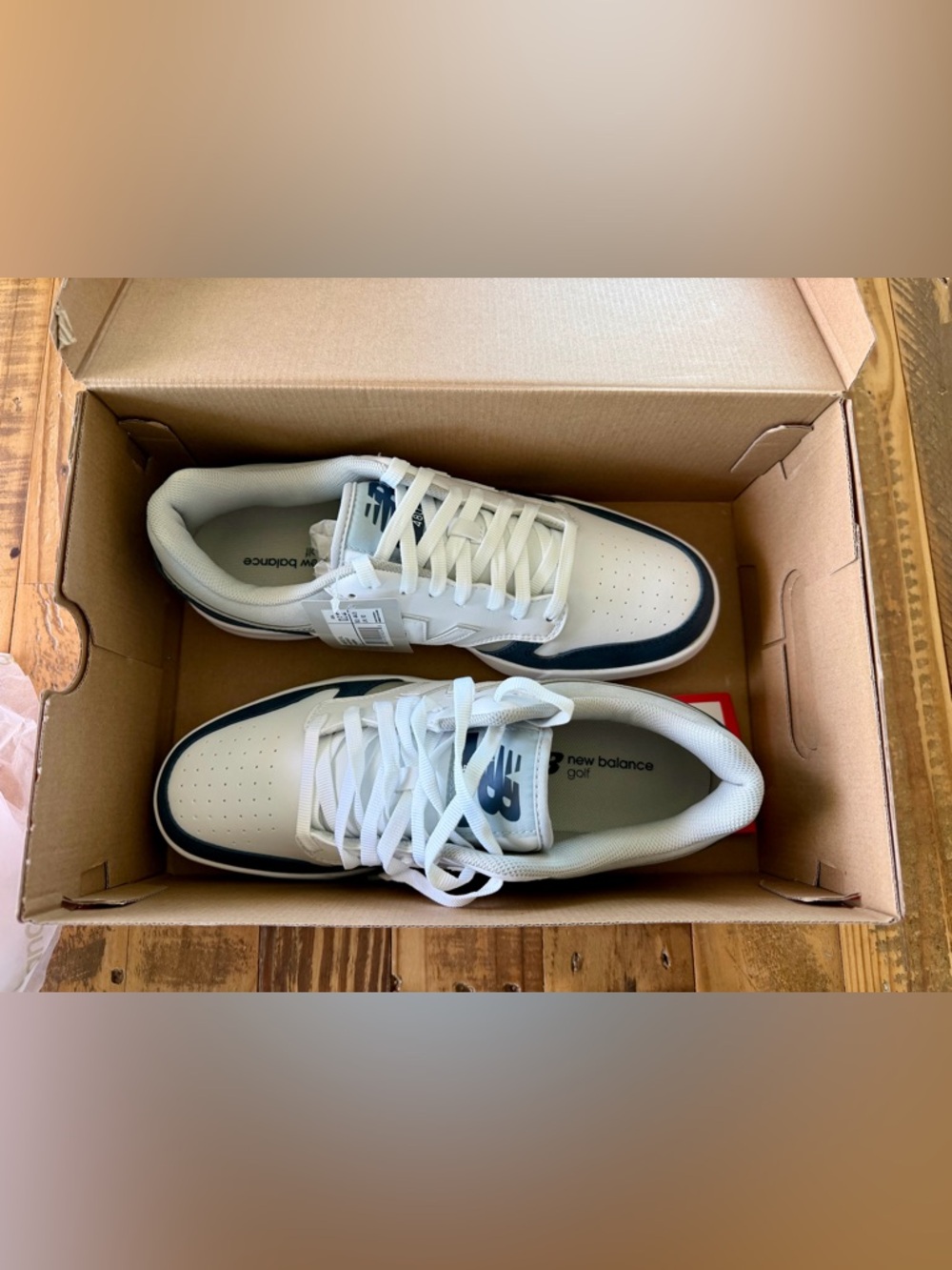 New Balance Men’s White and Navy Low-Top Sneakers